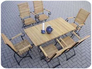 Gartenmöbel Robinie | Set mit 6 Hochlehner und Gartentisch | ITER®